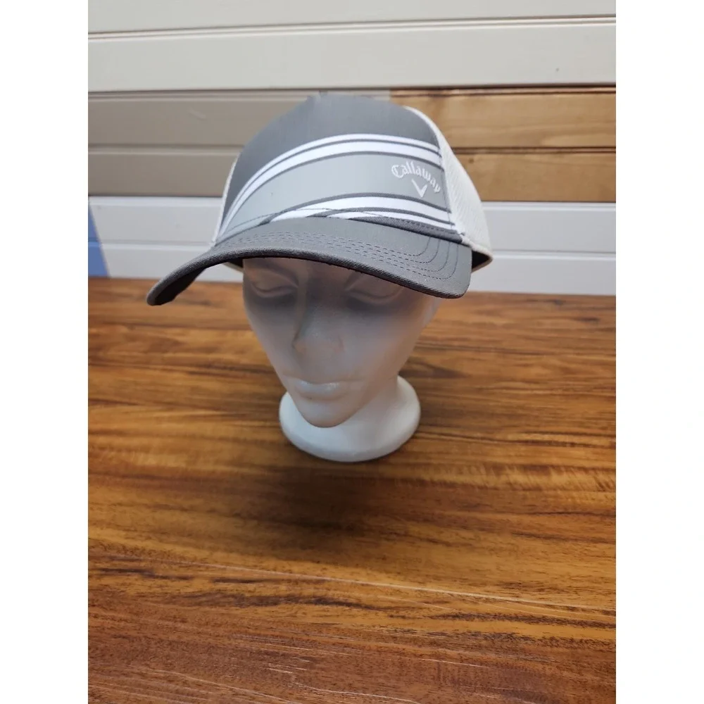 Callaway Golf Hat Logo Baseball Cap White Gray Snapback Adjustable